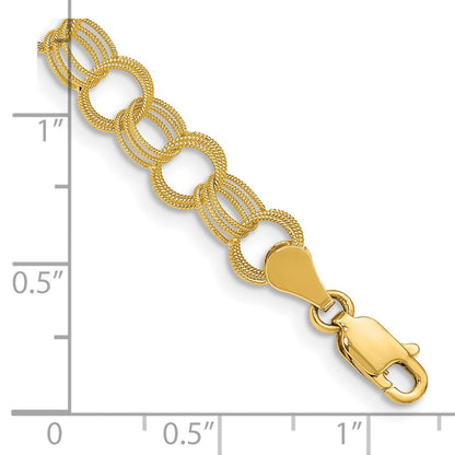 14K Massiv Dreifach Glieder Charm Armband