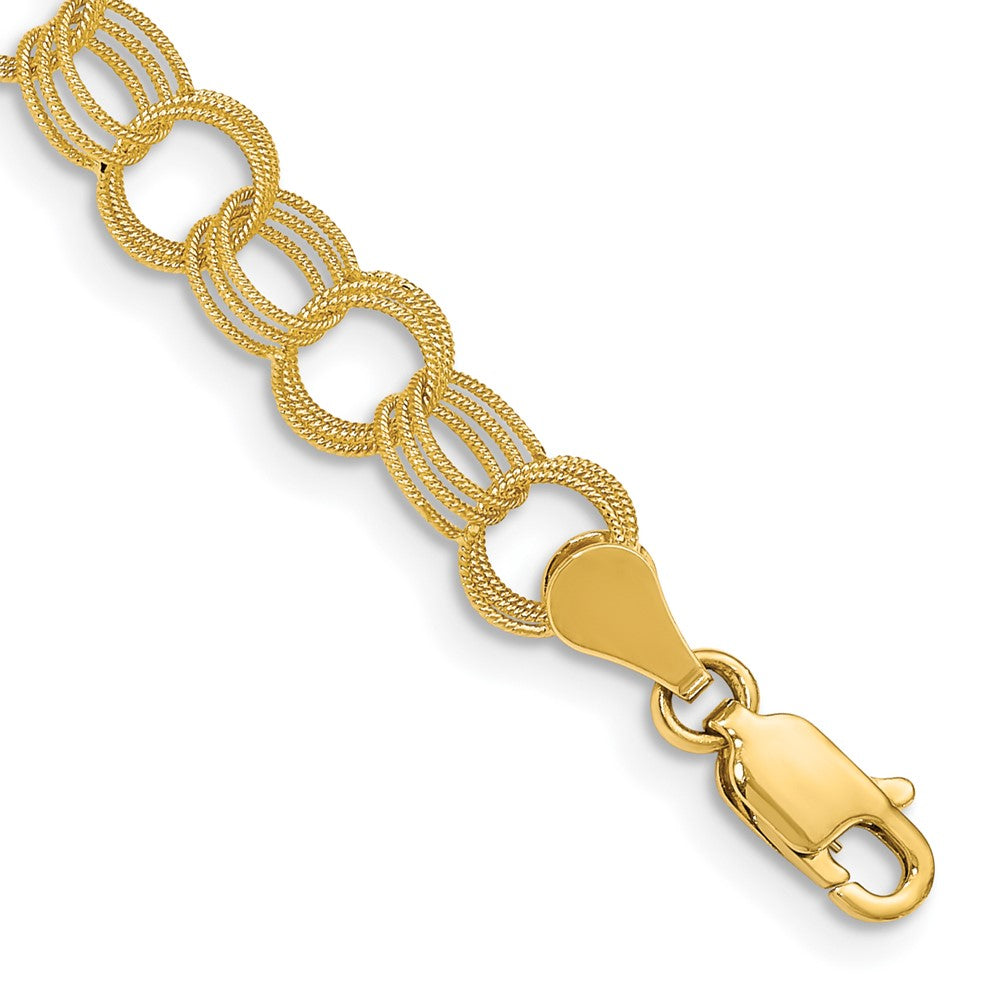 14K Massiv Dreifach Glieder Charm Armband