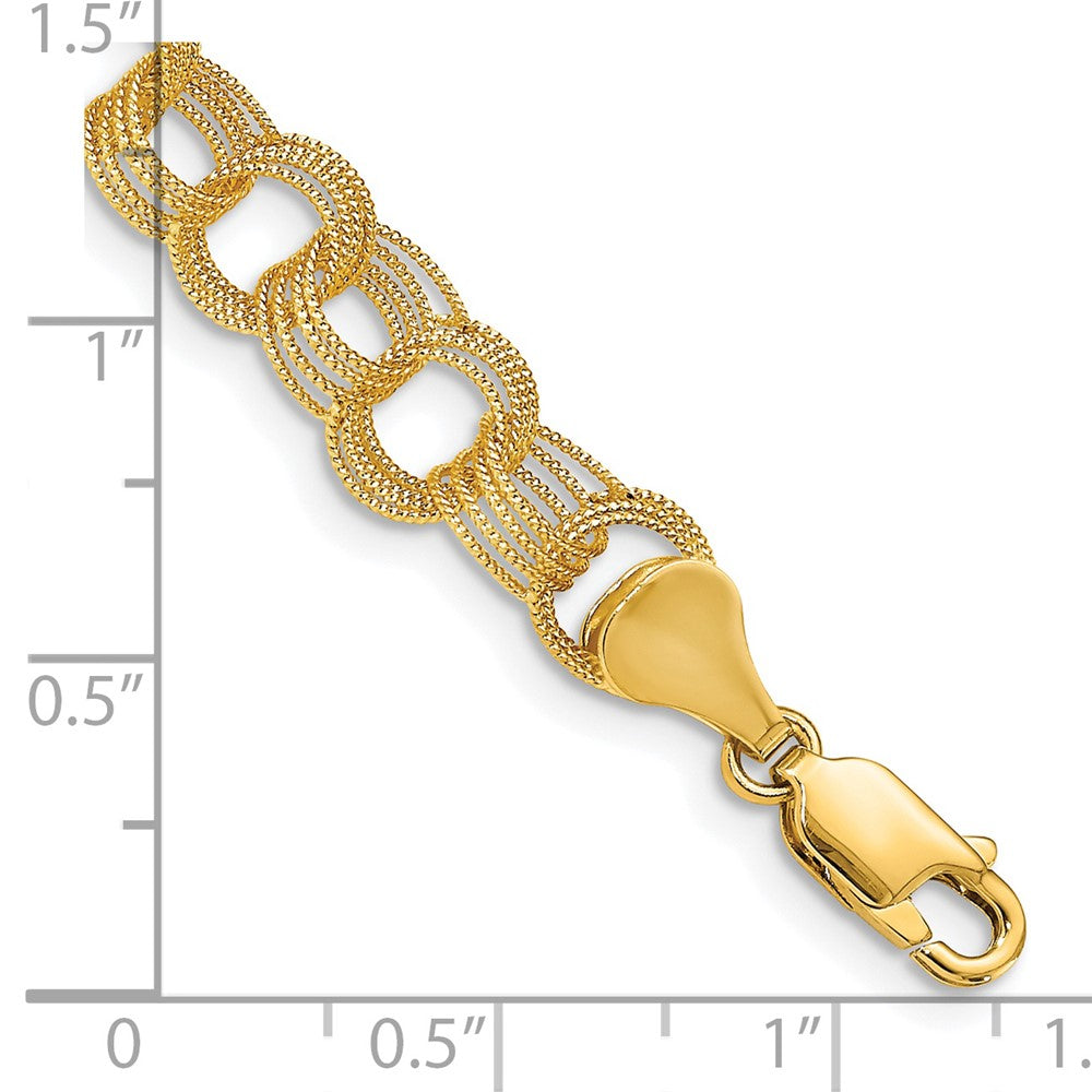 14K Massiv Dreifach Glieder Charm Armband