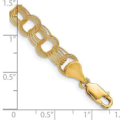 14K Massiv Dreifach Glieder Charm Armband