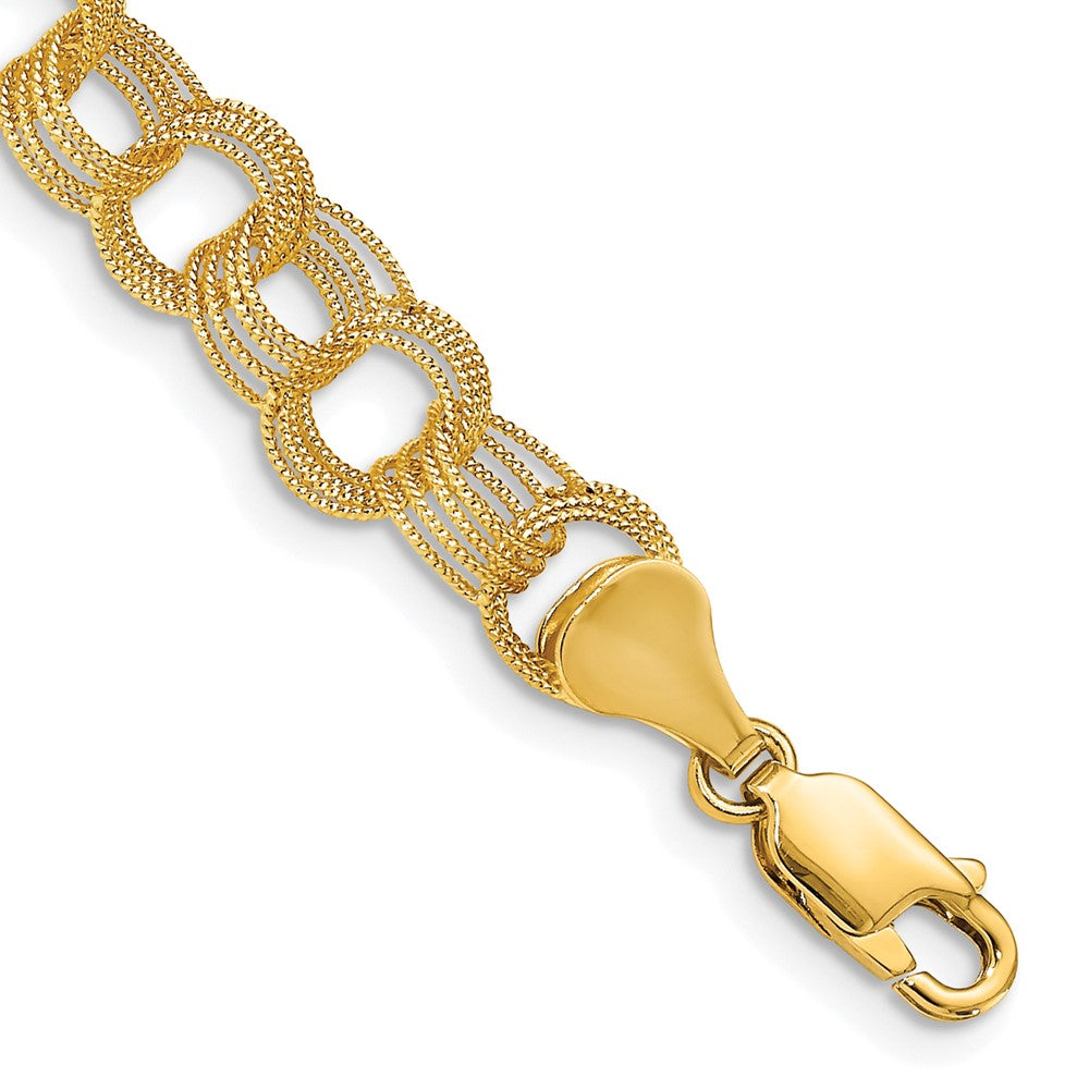 14K Massiv Dreifach Glieder Charm Armband