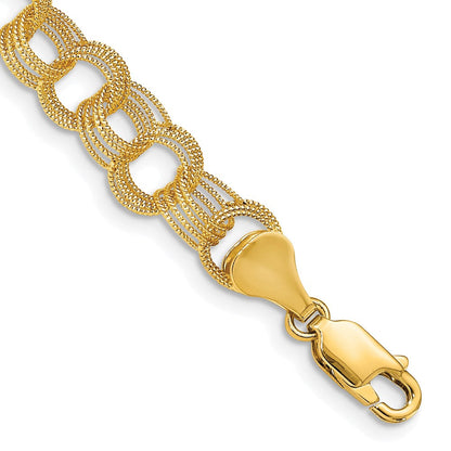 14K Massiv Dreifach Glieder Charm Armband