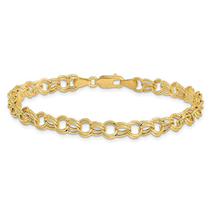 14K Hohl Doppelt Glieder Charm Armband