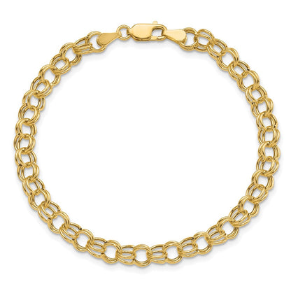 14K Hohl Doppelt Glieder Charm Armband