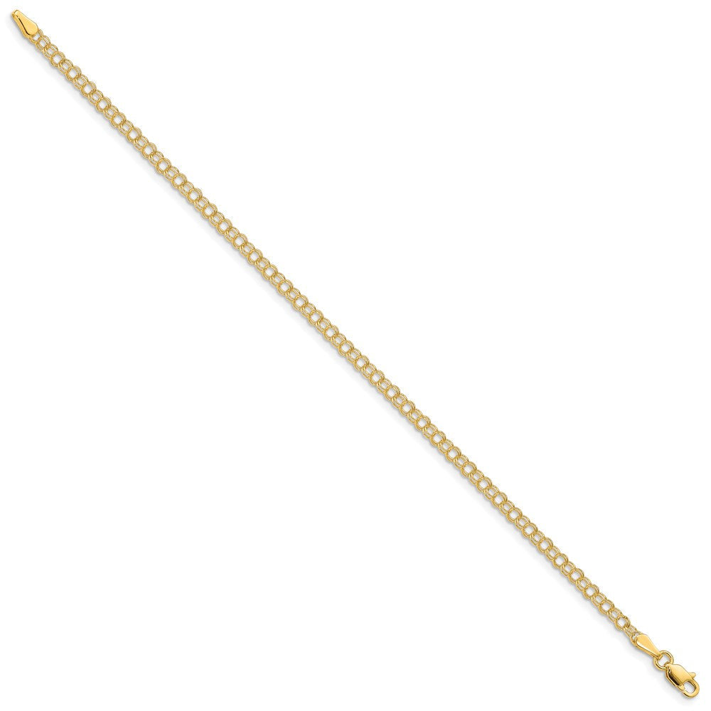 8 Zoll 14K 3mm Massiv Doppelt Glieder Charm Armband