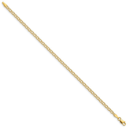 8 Zoll 14K 3mm Massiv Doppelt Glieder Charm Armband