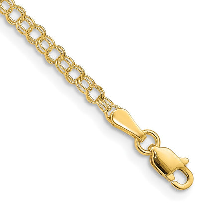 8 Zoll 14K 3mm Massiv Doppelt Glieder Charm Armband