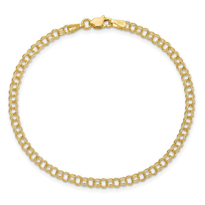 14K 3.5mm Massiv Doppelt Glieder Charm Armband