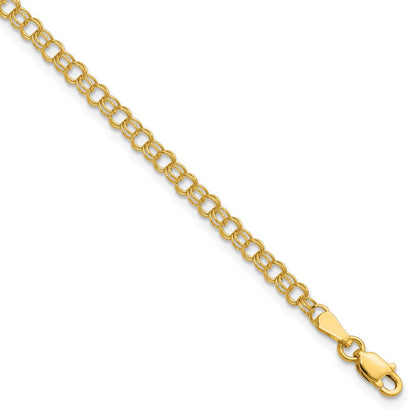 14K 3.5mm Massiv Doppelt Glieder Charm Armband
