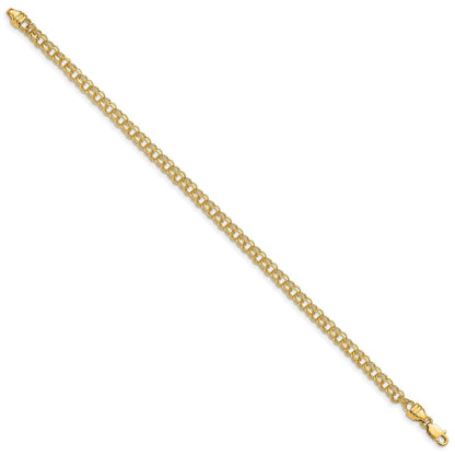 14K 7 Zoll 3.75mm Massiv Doppelt Glieder Charm Armband