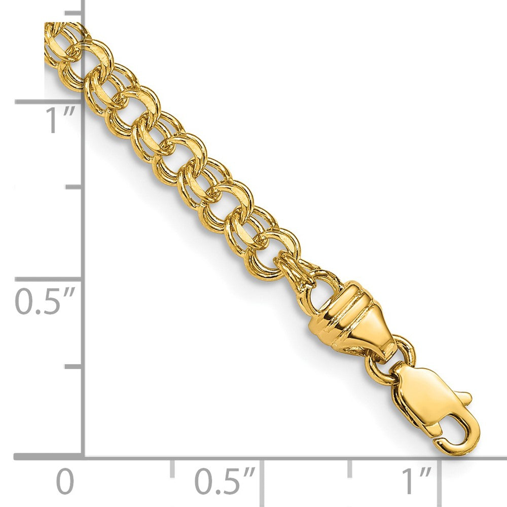 14K 7 Zoll 3.75mm Massiv Doppelt Glieder Charm Armband