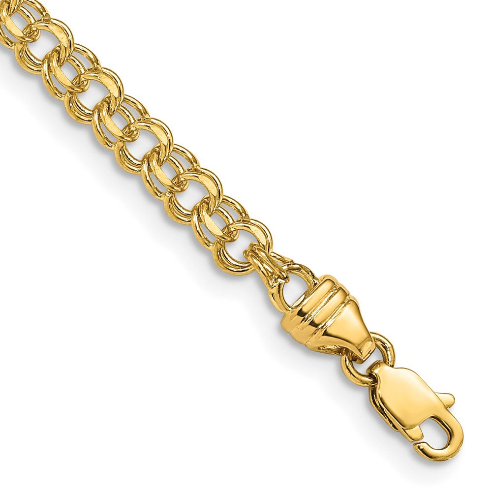 14K 7 Zoll 3.75mm Massiv Doppelt Glieder Charm Armband