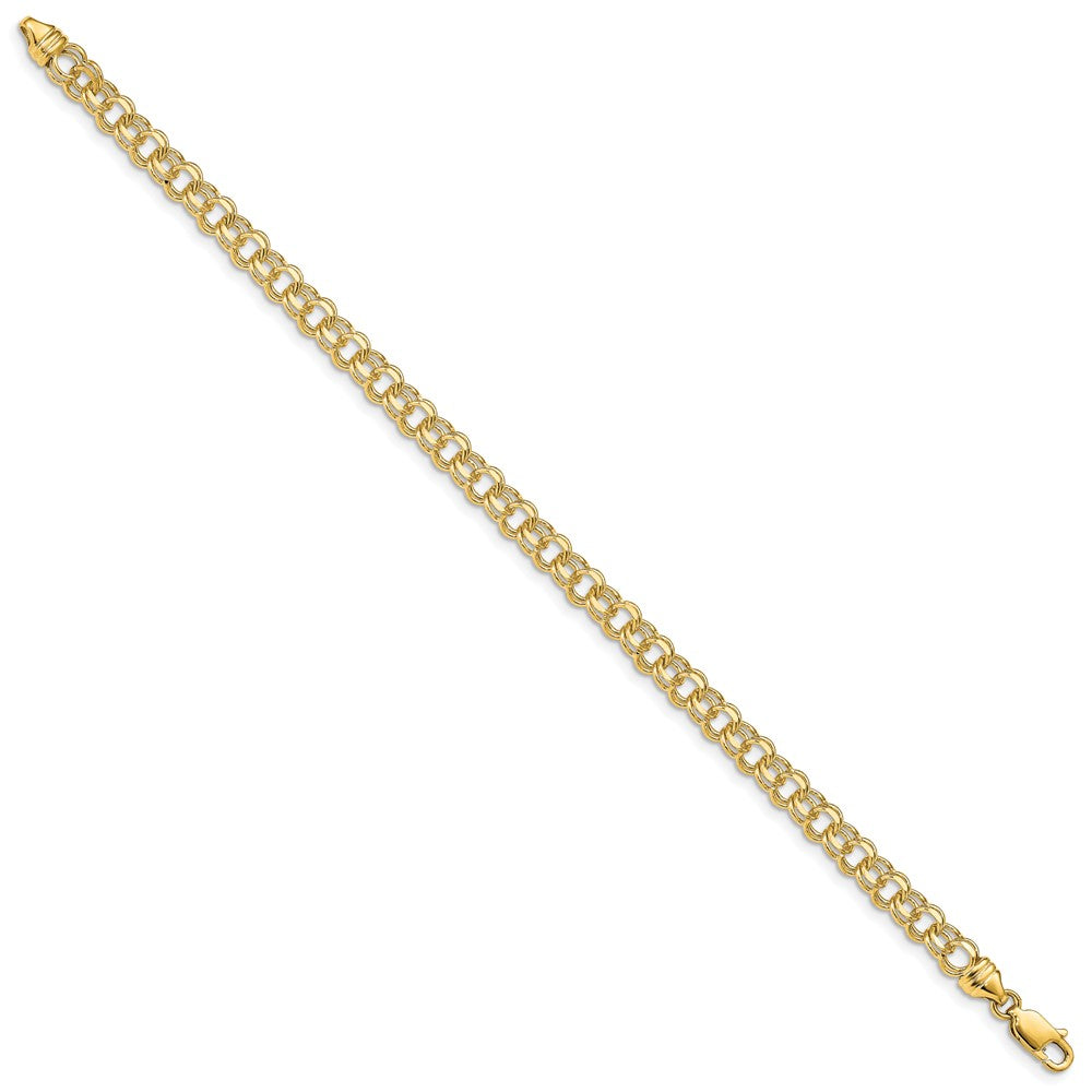 14K 7 Zoll 4.75mm Massiv Doppelt Glieder Charm Armband