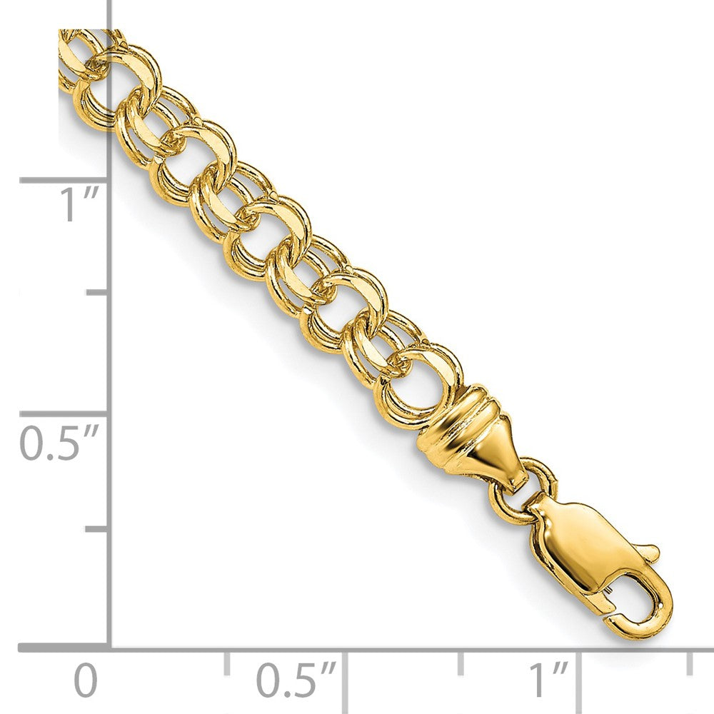 14K 7 Zoll 4.75mm Massiv Doppelt Glieder Charm Armband