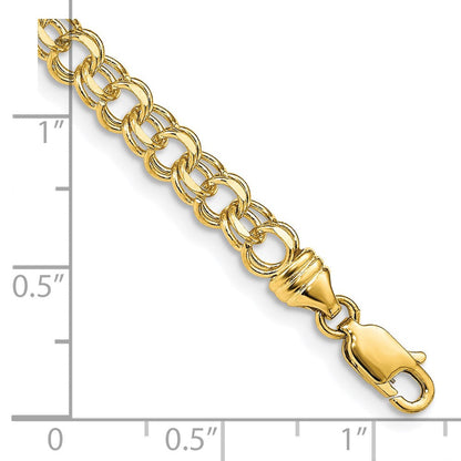 14K 7 Zoll 4.75mm Massiv Doppelt Glieder Charm Armband