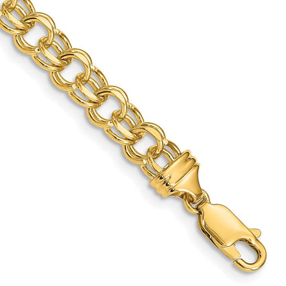 14K 7 Zoll 5.5mm Massiv Doppelt Glieder Charm Armband