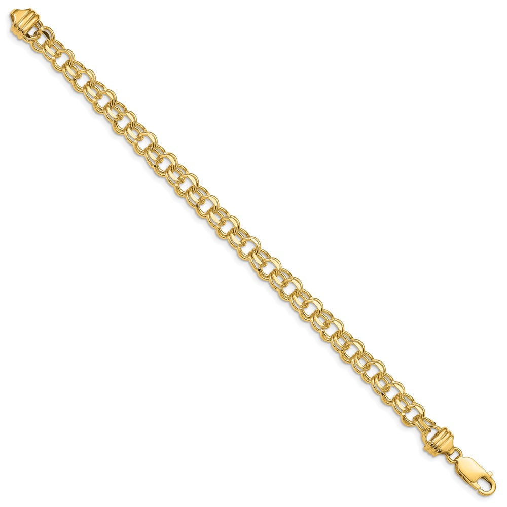 14K 7 Zoll 6.5mm Massiv Doppelt Glieder Charm Armband