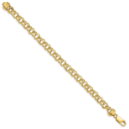 14K 7 Zoll 6.5mm Massiv Doppelt Glieder Charm Armband