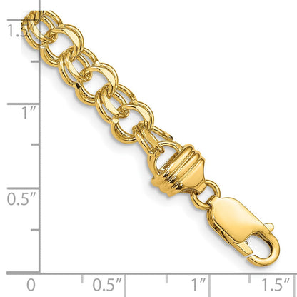 14K 7 Zoll 6.5mm Massiv Doppelt Glieder Charm Armband