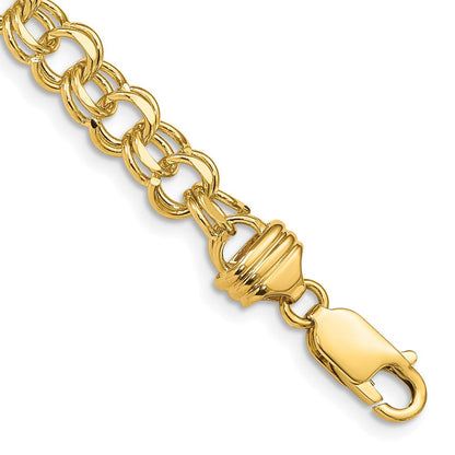 14K 7 Zoll 6.5mm Massiv Doppelt Glieder Charm Armband