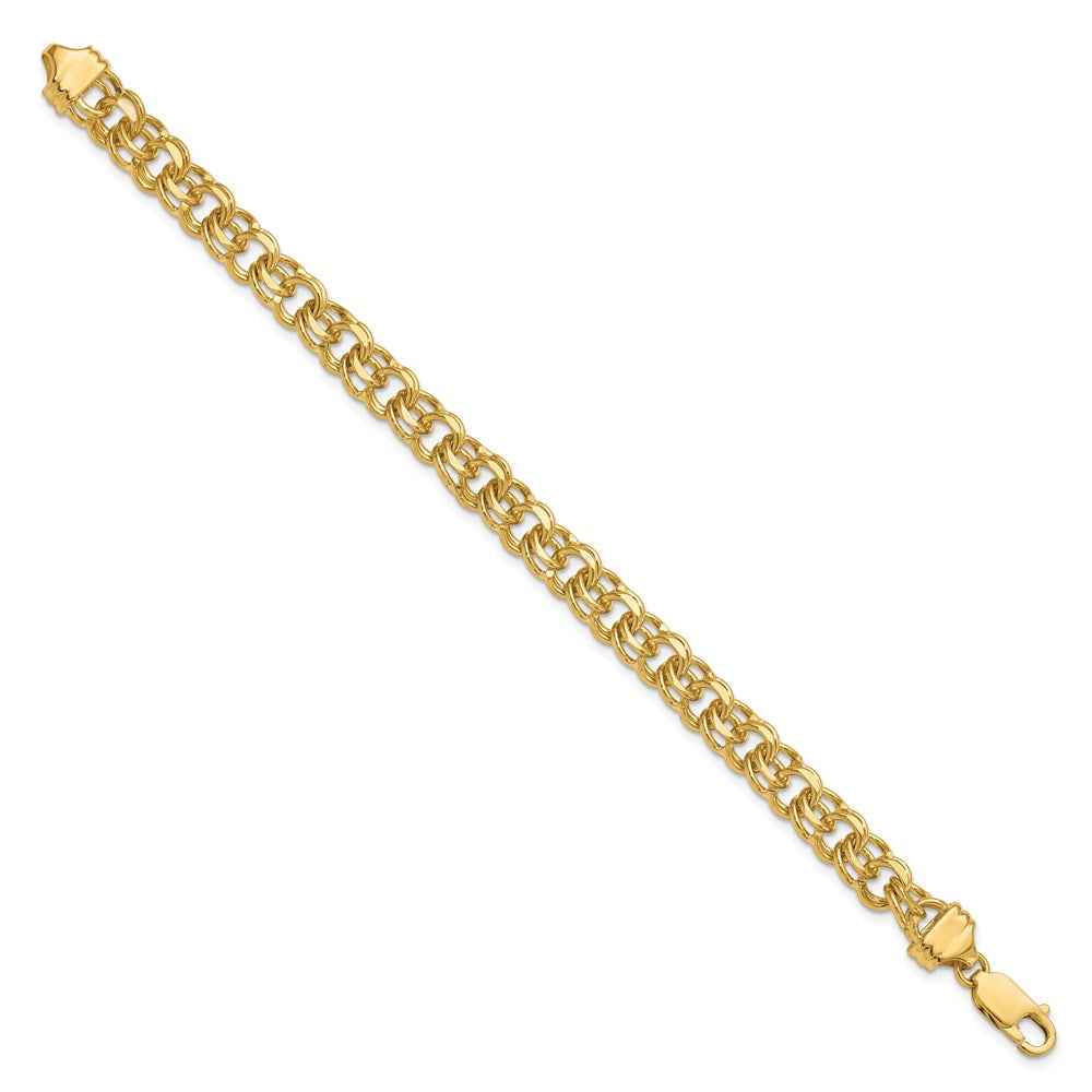 14K 7 Zoll 7.5mm Massiv Doppelt Glieder Charm Armband