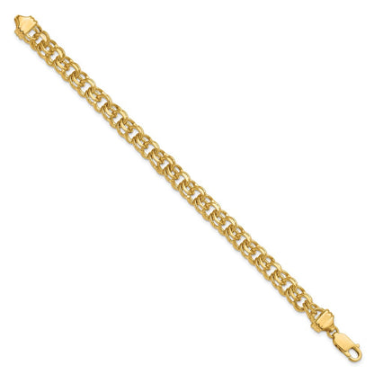14K 7 Zoll 7.5mm Massiv Doppelt Glieder Charm Armband