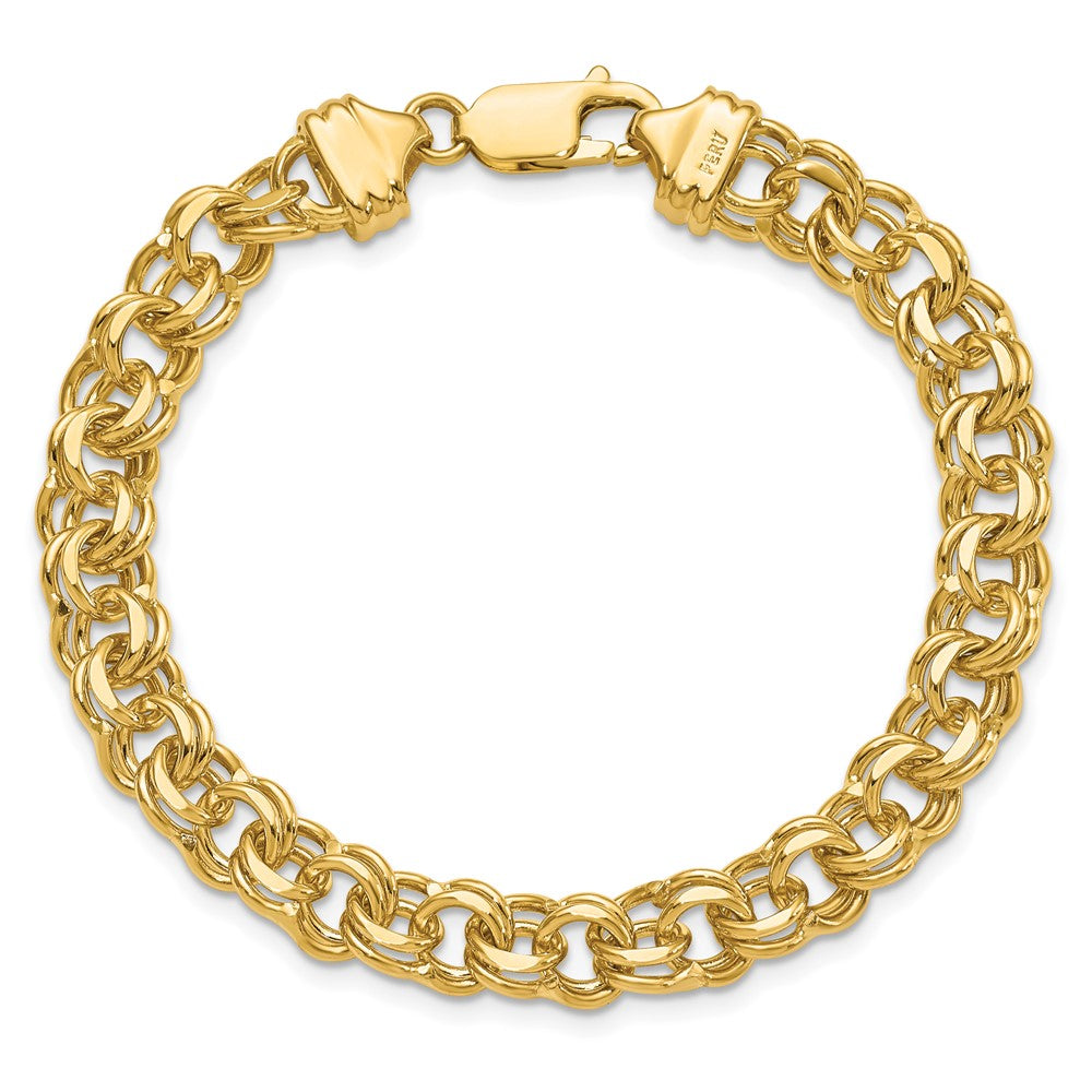 14K 7 Zoll 7.5mm Massiv Doppelt Glieder Charm Armband