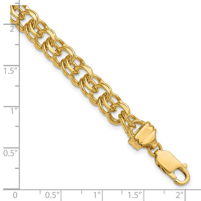 14K 7 Zoll 7.5mm Massiv Doppelt Glieder Charm Armband