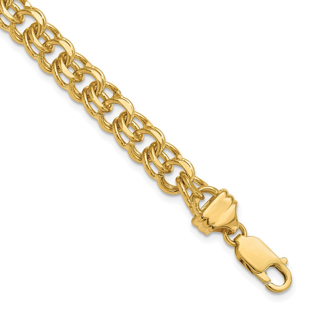 14K 7 Zoll 7.5mm Massiv Doppelt Glieder Charm Armband