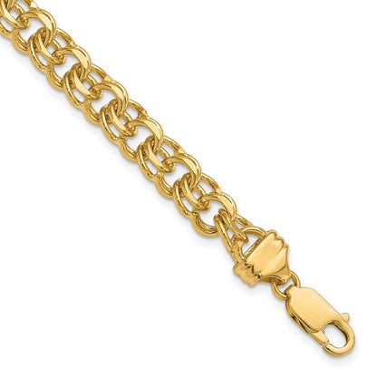 14K 7 Zoll 7.5mm Massiv Doppelt Glieder Charm Armband