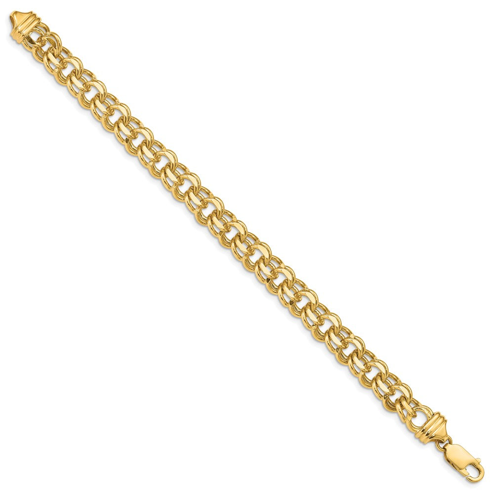 14K 7 Zoll 8.5mm Massiv Doppelt Glieder Charm Armband
