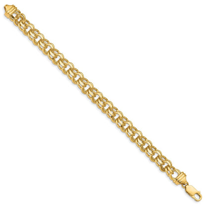 14K 7 Zoll 8.5mm Massiv Doppelt Glieder Charm Armband