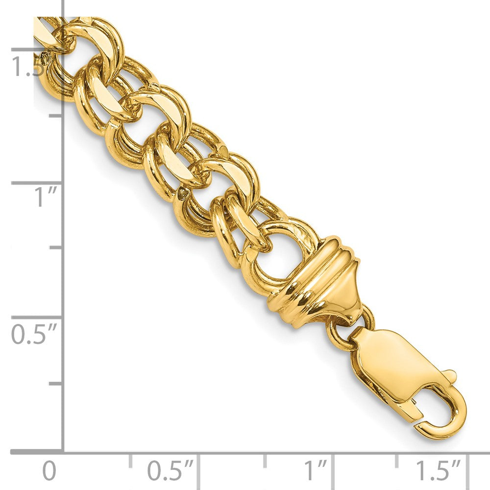 14K 7 Zoll 8.5mm Massiv Doppelt Glieder Charm Armband