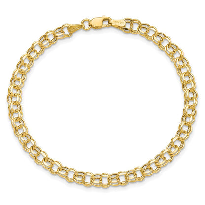 14K 7 Zoll 4.5mm Hohl Doppelt Glieder Charm Armband