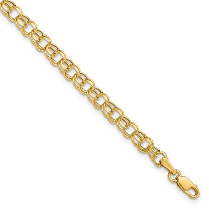 14K 7 Zoll 4.5mm Hohl Doppelt Glieder Charm Armband