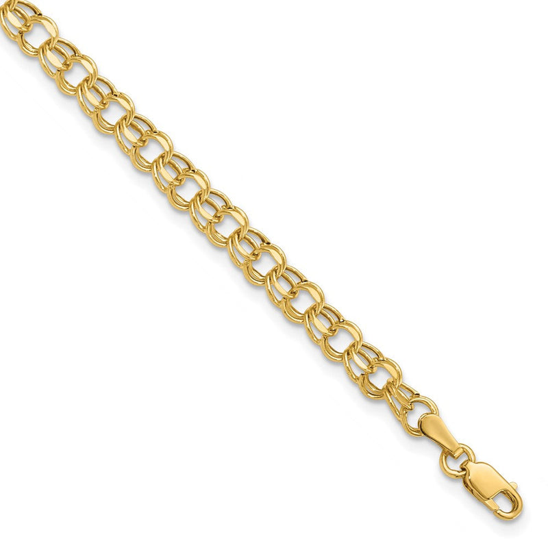 14K 7 Zoll 4.5mm Hohl Doppelt Glieder Charm Armband