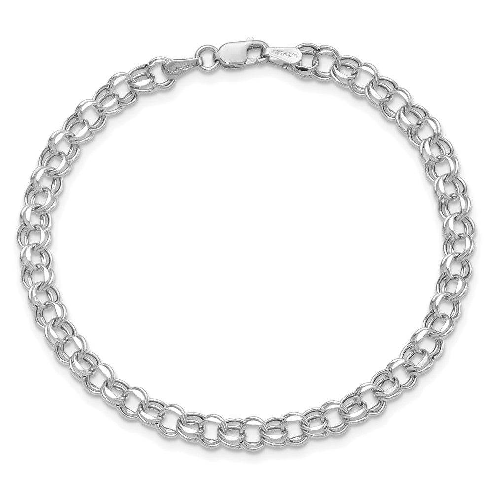 14K Weißgold 7 Zoll 4.5mm Hohl Doppelt Glieder Charm Armband