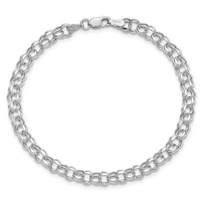14K Weißgold 7 Zoll 4.5mm Hohl Doppelt Glieder Charm Armband