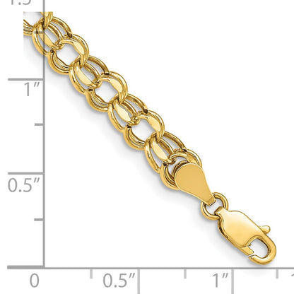 14K 7 Zoll 5.5mm Hohl Doppelt Glieder Charm Armband
