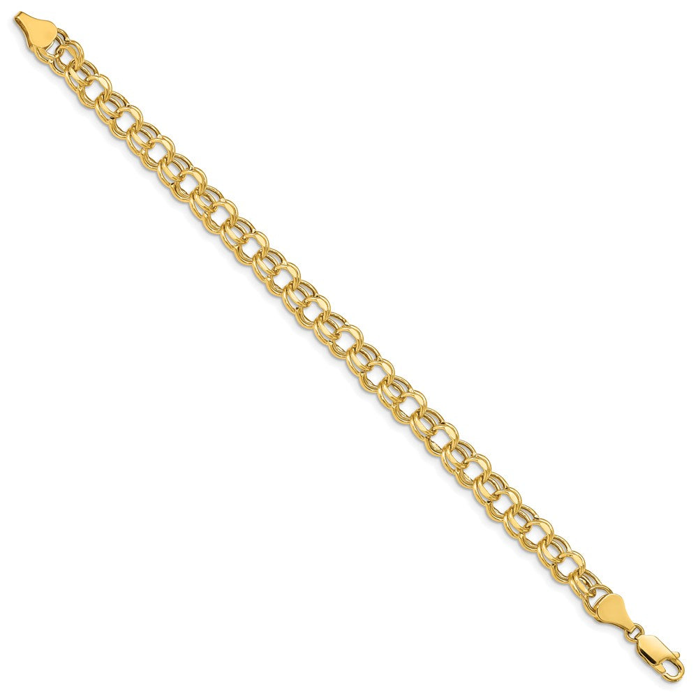 14K 7 Zoll 6.5mm Hohl Doppelt Glieder Charm Armband