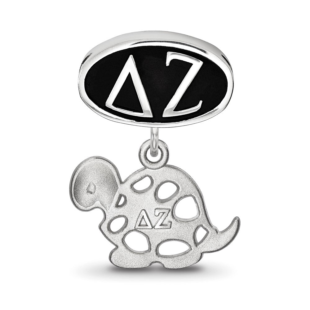 Sterlingsilber Logoart Delta Zeta Oval mit Schildkröte Hängend Perle