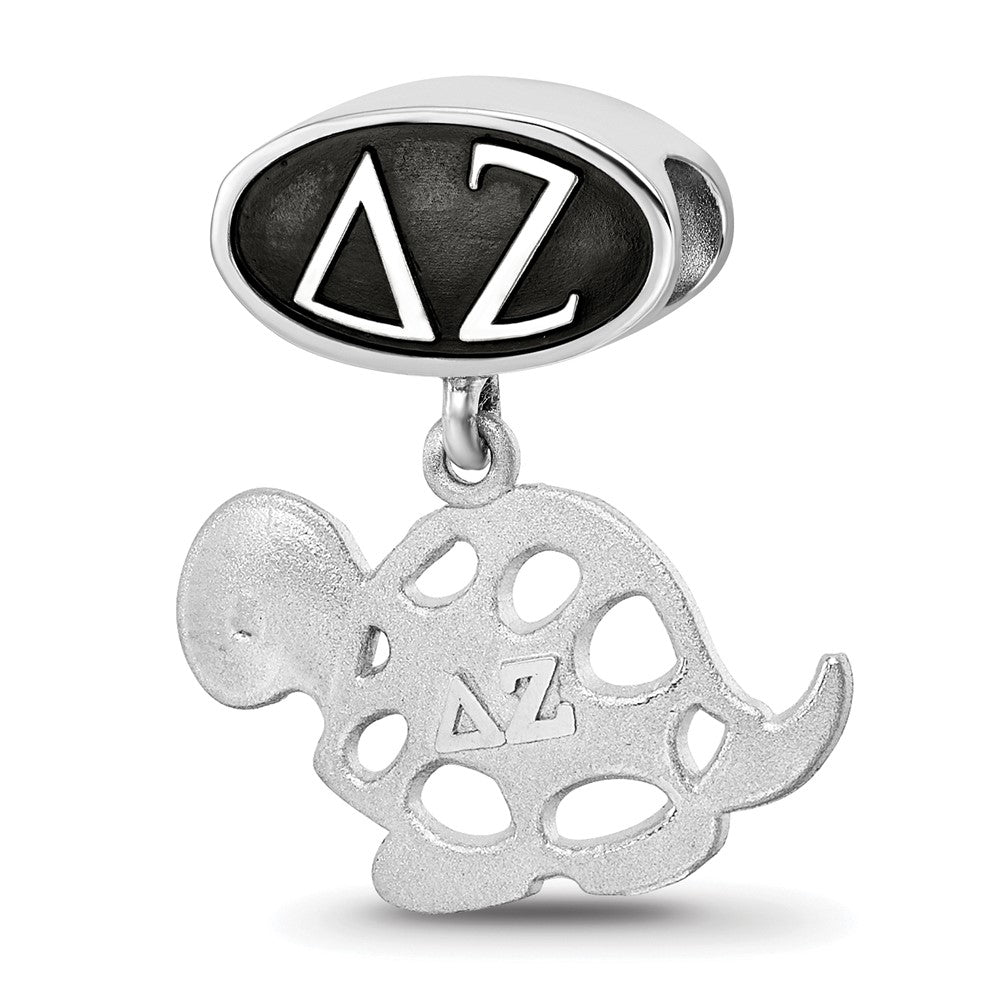 Sterlingsilber Logoart Delta Zeta Oval mit Schildkröte Hängend Perle
