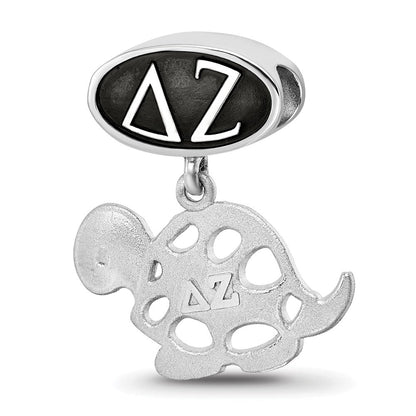 Sterlingsilber Logoart Delta Zeta Oval mit Schildkröte Hängend Perle