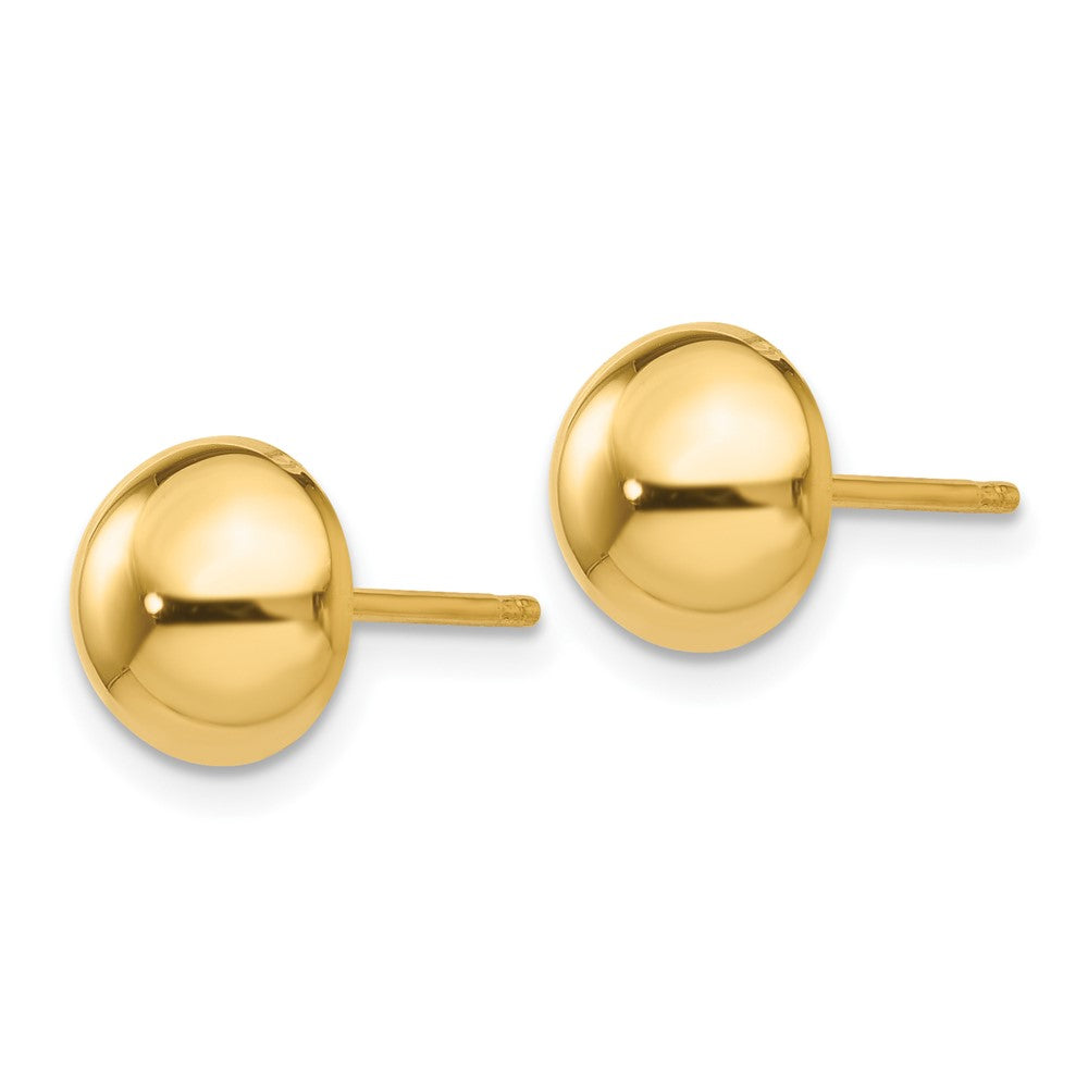 14K Gelbgold Poliert 8mm Halb Kugel Ohrstecker