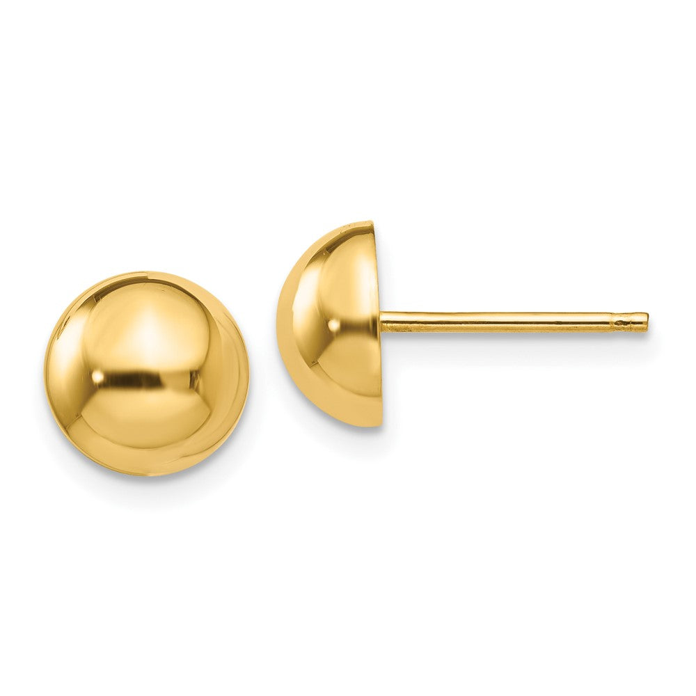 14K Gelbgold Poliert 8mm Halb Kugel Ohrstecker
