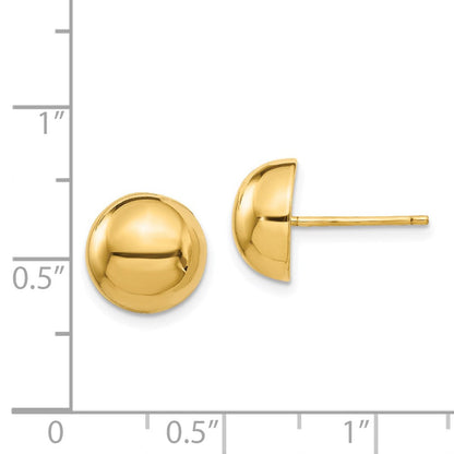 14K Gelbgold Poliert 10mm Halb Kugel Ohrstecker