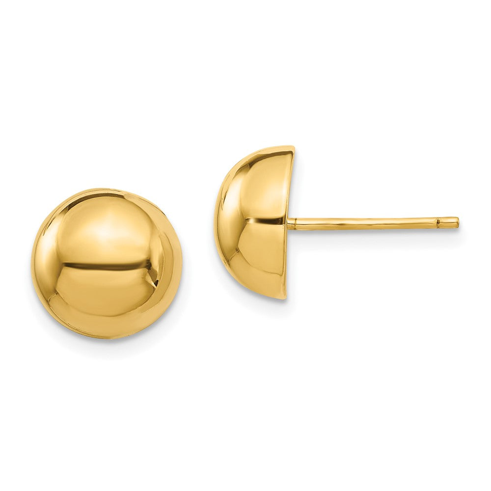 14K Gelbgold Poliert 10mm Halb Kugel Ohrstecker