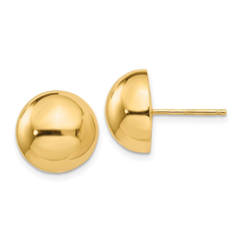 14K Gelbgold Poliert 12mm Halb Kugel Ohrstecker