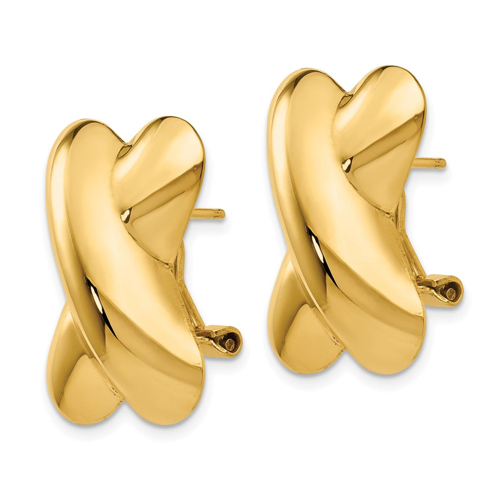14K Gelbgold Poliert X Omega Rückseite Ohrstecker