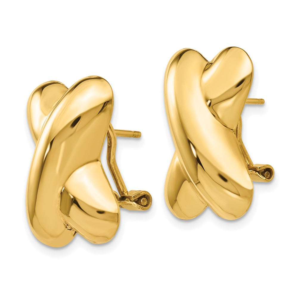 14K Gelbgold Poliert X Omega Rückseite Ohrstecker